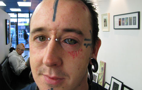 the National Geographic channel where the guy tattooed his eyes black.